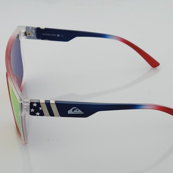 Quiksilver Shield Sunglasses USA Red White Blue Frame Orange Mirror Lens NEW - Picture 7 of 12